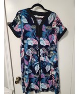 YOZLY Women&#39;s Small Short Sleeve House Dress Zipper Front Lounge Pocket - $30.18 CAD