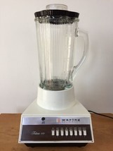 Vintage Waring Futura 850 Solid State 8 Speed 40 oz White Base Glass Ble... - $79.99