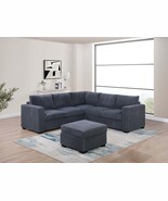 Marazion  4-Piece Dark Gray Corduroy Sectional Sofa Set with Ottoman - $1,199.00