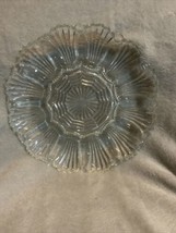 Vintage Glass, Clear Clamshell 10&quot; Deviled Egg, Relish Serving Dish Plate - £13.78 GBP