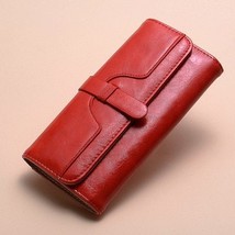 Allet made of leather wax oil skin wallets female long purses vintage drawstring pocket thumb200