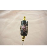 U-270  black textured glass rose gold beads hatpin Pin I love hat pins J... - £8.17 GBP