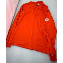 Bulwark FR Men Henley Shirt Fire Resistant Orange Long Sleeve Workwear L... - $19.77