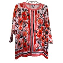 Isaac Mizrahi Live Womens Cardigan Sweater Multicolor Floral 1X w 3/4 Sl... - $33.66