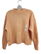 Women&#39;s Crewneck Cotton Pullover Sweater - A New Day Peach Orange - Size M - $10.88
