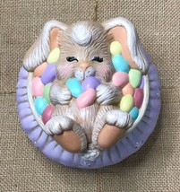 Vintage Handmade Bunny Rabbit In Jelly Beans Candy Jar Trinket Box Storage - $13.86