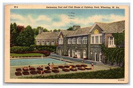 Swimming Pool Club House Oglebay Park Wheeling WV Linen Postcard H24 - £3.07 GBP