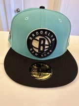 Brooklyn Nets Mint Black Color Fitted Cap Size 6 7/8 - £19.78 GBP