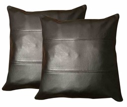 Genuine Soft Lambskin Leather Pillow Cover BLACK Cushion Case Throw Home Decor - £30.68 GBP