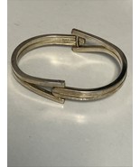 Taxco Mexico Silver Hinged Bangle Bracelet Mid Century Modern Double Arrow - $60.98 CAD