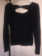 Alberto Makali Soft Black Viscose Stretch L/S Sweater Top Bow Back &amp; Beaded Sz S - £62.21 GBP