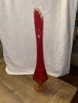 VINTAGE MCM  26” SWUNG VASE  Orange And Yellow Colors Beautiful - £128.45 GBP