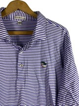 Peter Millar Polo Shirt XL Purple &amp; White Stripe Knit Short Sleeve Cotto... - $27.83