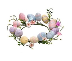 Easter Paper Wrap Egg &amp; Flower candlering 10&quot; D (Pastel) - £23.88 GBP