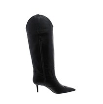 INC Womens 5 M Black Faux Leather High Heeled Zip Up Western Boots NIB FZ4 - £49.24 GBP