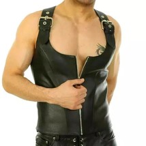 Genuine leather Buckled Vest Lace Up Zip top Mens Classic Biker Leather ... - $1,413.23 MXN