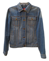 CHAPS Jean Jacket Women&#39;s Size Medium Classic Blue Denim Cotton Blend Pockets - £19.24 GBP