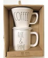 Rae Dunn Drip Coffee Set Rise &amp; Shine 19oz Mug &amp; Cone White &amp; Black NEW ... - £7.80 GBP