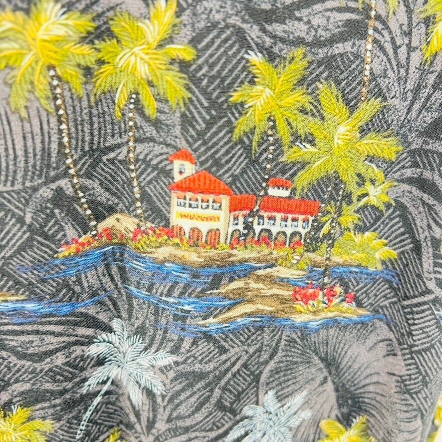 Campia Hawaiian Aloha XL Shirt Tiki Huts Boats Palm Trees Ocean Islands Tropical Item image 9