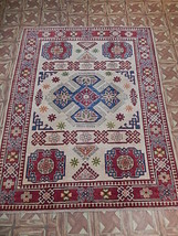 Kazak Carpet Area Rug 5x6 Mint Condition Ideal Hand Knotted B-77251 - £423.22 GBP
