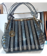 Michael &amp; Julia Handbag, Never used, silver and black with gold tone and... - $1,448.71 MXN