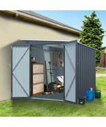 6x8FT Galvanized Steel Lean-to Shed | Lockable Doors, Tool &amp; Bike Storage - $8,170.60 MXN
