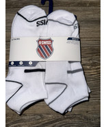K SWISS MENS ANKLE SOCKS SIZE 6-12.5 6 PAIR  WHITE STRIPES VALUE PACK. G - $10.82 CAD