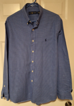 Ralph Lauren Shirt Mens Large Button Down Blue Plaid Blue Pony Logo Preppy - £13.92 GBP