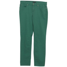 EILEEN FISHER Emerald Green Lightweight Sanded Stretch Denim Slim Ankle ... - £54.81 GBP