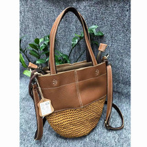 Vintage Pea Bag Handbag Handbag Handmade Wax Rope Stitching Genuine Leather Sing - £68.35 GBP