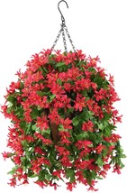 INQCMY Artificial Hanging Flowers for Outdoors Spring Summer, Red - £28.30 GBP