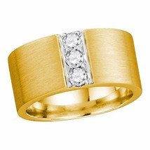 14kt Yellow Gold Mens Round Diamond 3-stone Matte Wedding Band 1/2 Cttw - £1,779.76 GBP