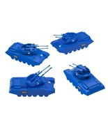 BMC Classic Payton Anti-Aircraft Tanks - 4pc Blue Plastic Army Men Vehicles - £22.09 GBP