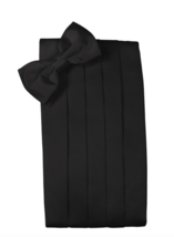 Luxury Black Satin Cummerbund and Bow Tie - £35.97 GBP