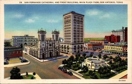 San Fernando Cathedral And Frost Building San Antonio Texas Postcard - £7.47 GBP