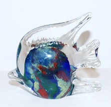 BEAUTIFUL MURANO STYLE ART GLASS MULTI-COLOR FISH 3 1/2&quot;  SCULPTURE/PAPE... - £18.79 GBP