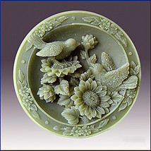 Garden Loving Birds on Sunflowers - Silicone soap/plaster/polymer clay mold - $21.88