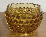 Vintage Amber  Hobnail Ruffled Edge Glass Bowl Votive Holder Vase  3&quot; ta... - $12.73