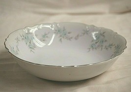 Barbizon by Mikasa Round Vegetable Bowl Blue Flowers Gray Leaves Platinum Trim - £31.64 GBP