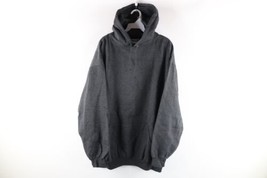 NOS Vtg 90s Streetwear Mens XL Blank Heavyweight Hoodie Sweatshirt Dark Gray - £93.92 GBP