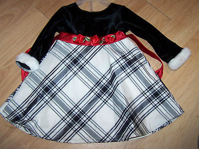 Primary image for Baby Size 24 Months Youngland Black White Red Sash Holiday Dress New