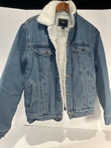 FOREVER 21 ~ Size S ~ Cozy! Sherpa Faux Fur Lined Denim Trucker Jeans Jacket a92 - $23.21