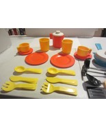 Vintage  Fisher Price Fun with Food Orange Plates Yellow Mug Cups Kitche... - $36.72