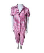 J. CREW XXS Pink &amp; White Gingham Top &amp; Bottom Copped Pajama Set  - $28.95