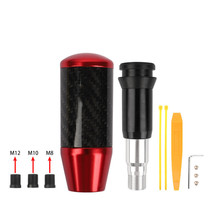 Universal JDM Red Carbon Fiber Automatic Gear Shift Knob Shifter Lever Head S4 - £16.47 GBP