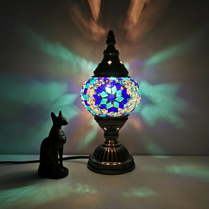 Classical Turkish Stained Glass Lampshade Romantic Mosaic Retro Table Lamp - $49.37+