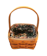 Longaberger 1991 Small Square Basket with Fixed Handle Liner Signed  - $21.49