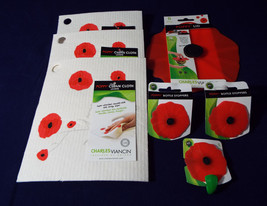 Charles Viancin Red Poppy Clean Cloth, Silicone Lid, Bottle Stoppers, Magnet - £50.23 GBP