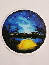Round Tent With Starry Night Beautiful Northern Lights Looking Sticker Decal - £1.74 GBP