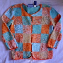 J.H. Collectibles Women&#39;s Size S Orange Blue Cardigan Sweater 3/4 Sleeve - $14.65